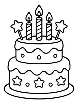 Free printable Tiered Birthday Celebration Cake coloring page