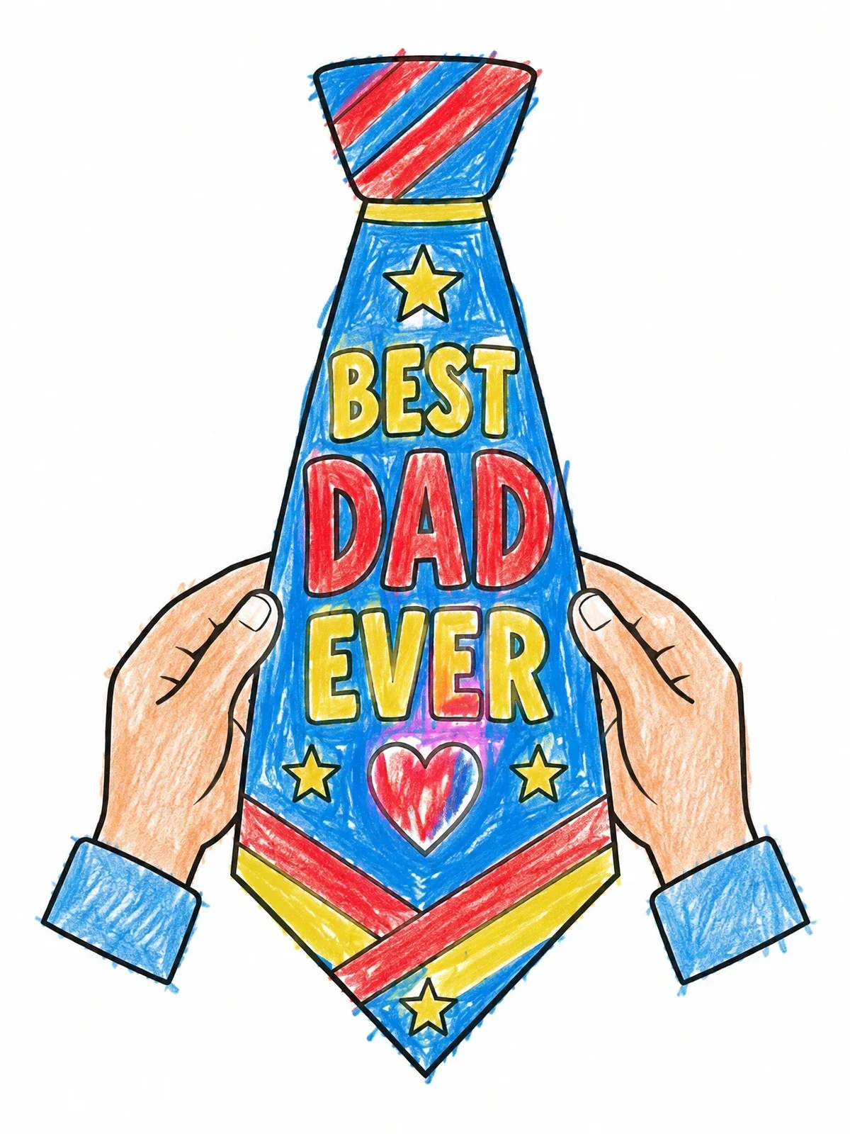 Colored example of the Best Dad Ever Necktie coloring page