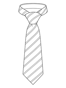 A striped ties coloring page featuring a knotted necktie.