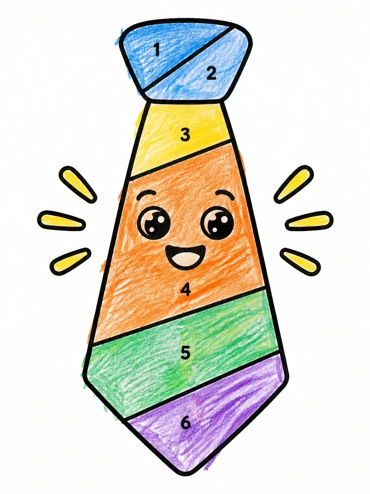 Colored example of the Cute Numbered Cartoon Necktie coloring page