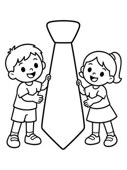 Free printable Children Holding A Giant Necktie coloring page