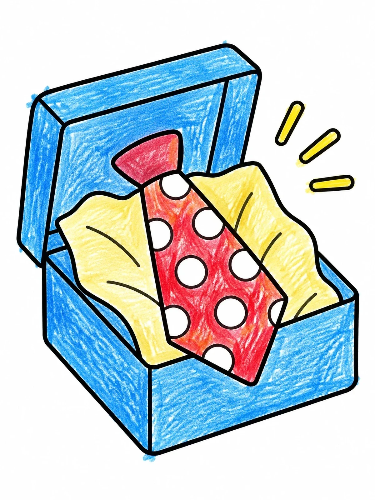 Colored example of the Necktie In An Open Gift Box coloring page