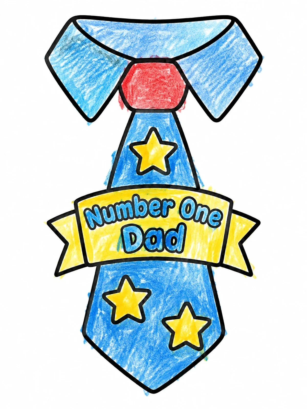 Colored example of the Number One Dad Necktie coloring page