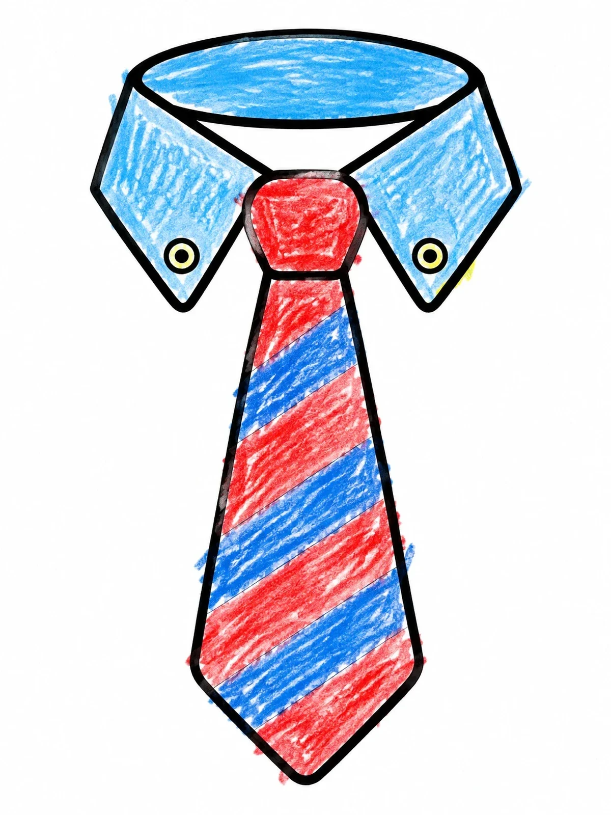 Colored example of the Simple Necktie With Shirt Collar coloring page