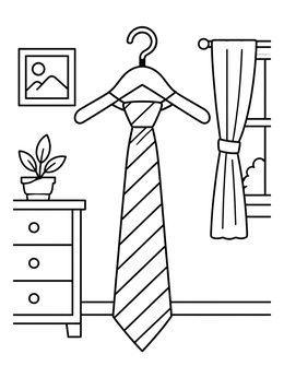 Free printable Striped Necktie On A Hanger coloring page