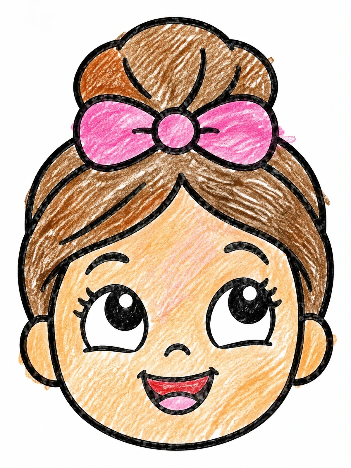 Colored example of the Cheerful Girl Smiling Upward coloring page