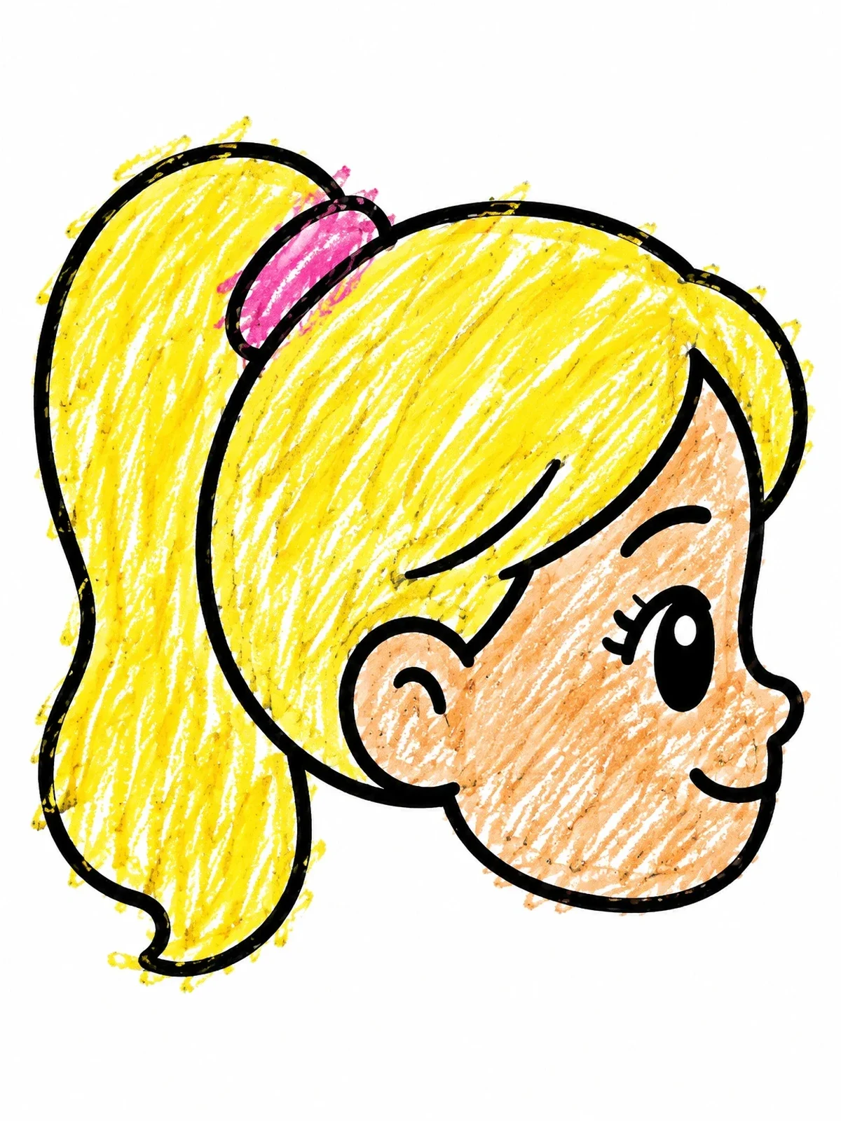 Colored example of the Cute Girl With A Ponytail coloring page