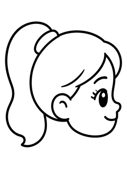 Free printable Cute Girl With A Ponytail coloring page