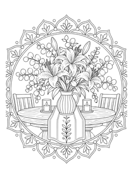 Free printable Tiger Lily Dining Table Centerpiece coloring page