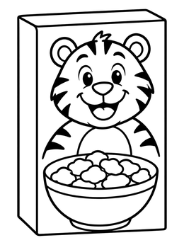 Free printable Tiger Mascot Cereal Box coloring page