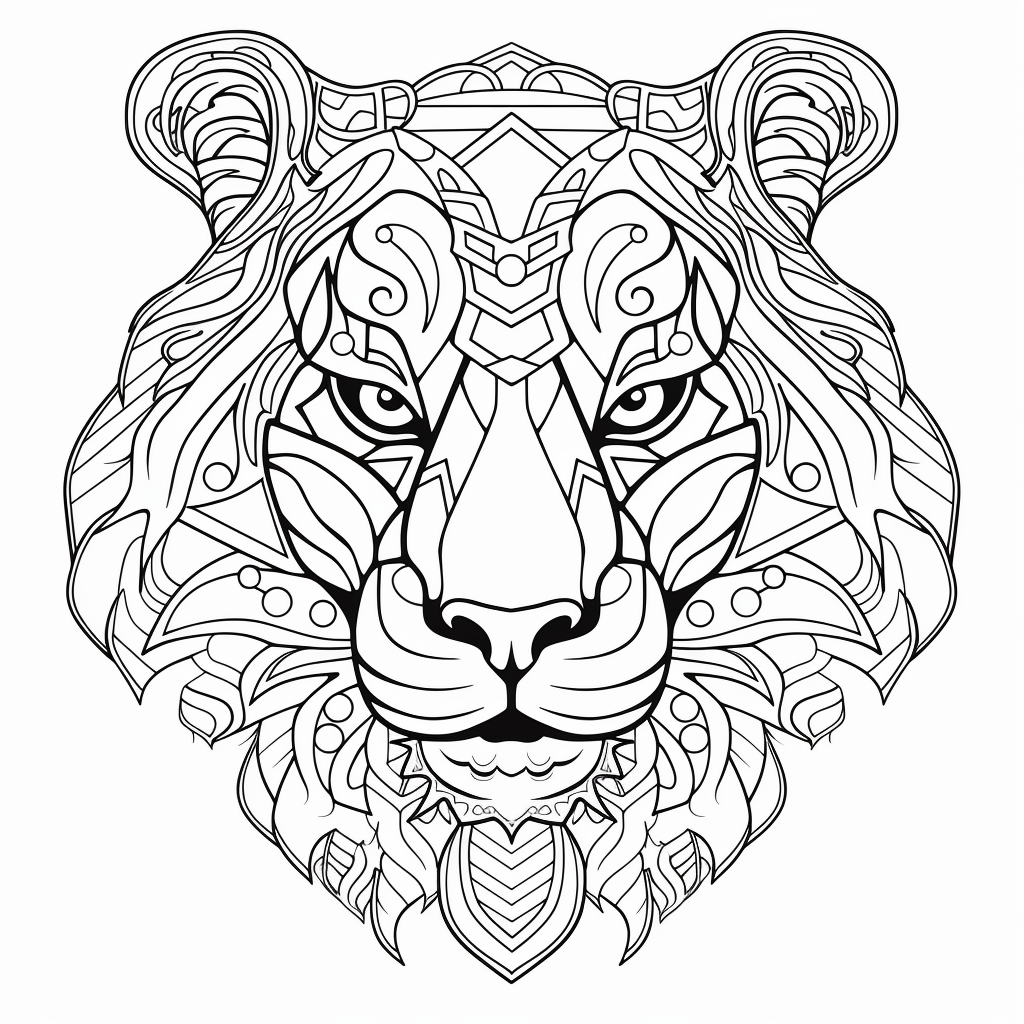 Tiger Themed Adult Coloring Page - Coloring Page