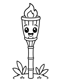 Free printable Happy Bamboo Garden Torch coloring page