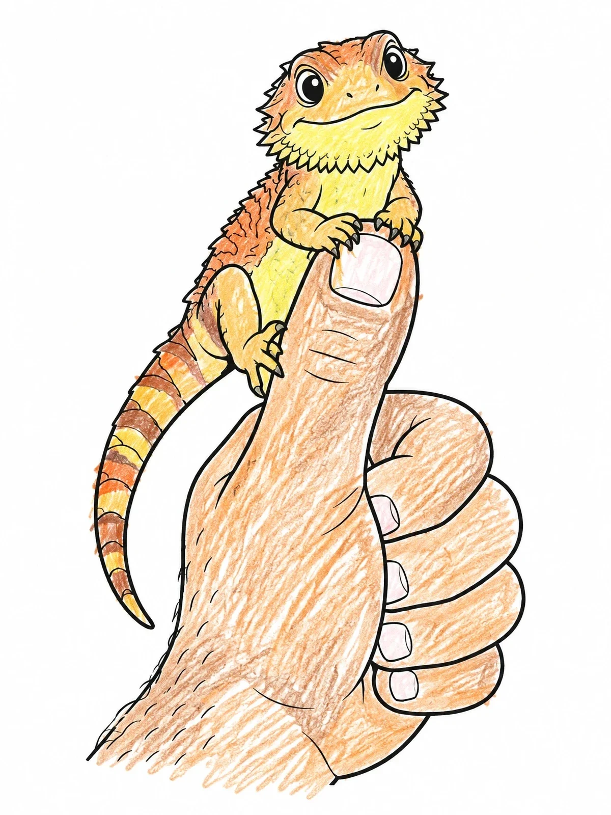 Colored example of the Tiny Bearded Dragon On A Thumb coloring page