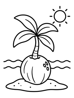 Free printable Tiny Palm Sprouting From Coconut coloring page