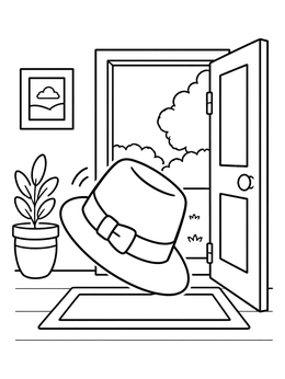 Free printable Tipping Hat By The Open Door coloring page