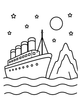 Free printable Titanic Sailing Past An Iceberg coloring page