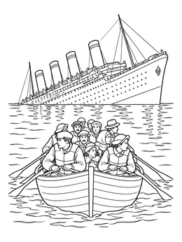 Free printable Lifeboat Leaving The Sinking Titanic coloring page