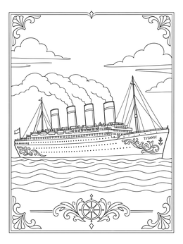 Free printable Titanic Ocean Liner Sailing On Water coloring page