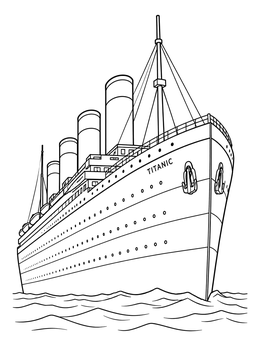 Free printable Titanic Ocean Liner Sailing On Water coloring page