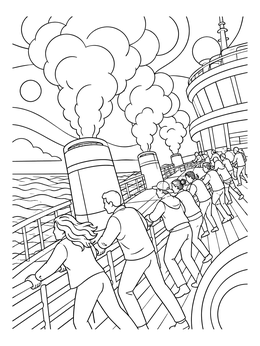 Free printable Passengers On Tilting Ocean Liner Deck coloring page