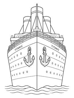 Free printable Front View Of The Titanic coloring page