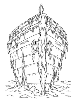Free printable Titanic Shipwreck On The Ocean Floor coloring page