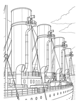 Free printable Titanic Smokestacks And Boat Deck coloring page