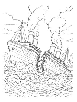 Free printable Titanic Splitting In Rough Seas coloring page