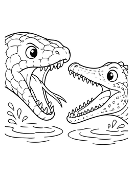 Free printable Titanoboa And Crocodile Water Face Off coloring page