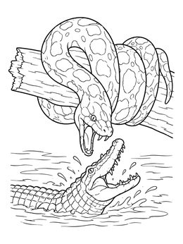 Free printable Titanoboa Confronting A Prehistoric Crocodile coloring page
