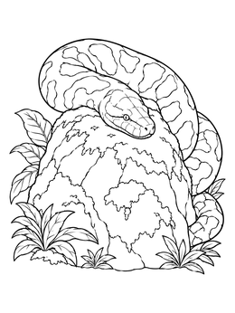Free printable Titanoboa Resting On A Mossy Boulder coloring page