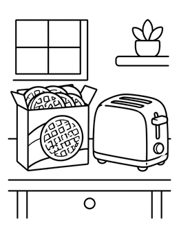 Free printable Toaster And Box Of Waffles coloring page