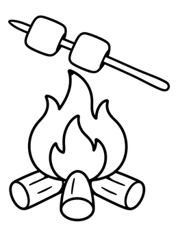 Free printable Toasting Marshmallows Over Campfire coloring page