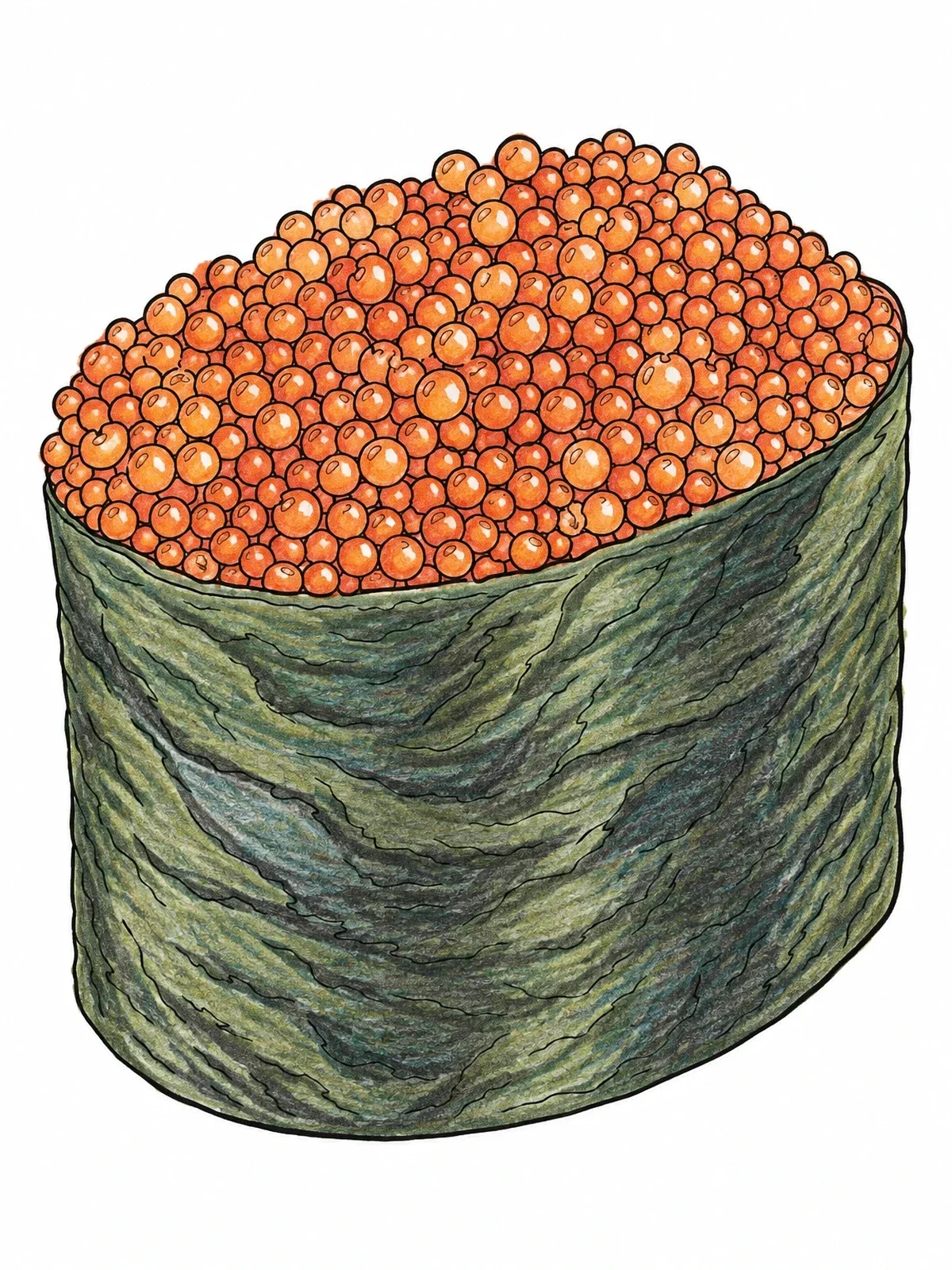 Colored example of the Tobiko Roe Gunkan Sushi coloring page