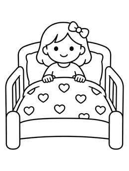 Free printable Toddler Girl In Cozy Bed coloring page