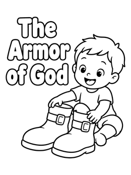 Free printable Toddler With Shoes Of Peace coloring page