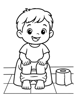 Free printable Happy Toddler On Potty Chair coloring page