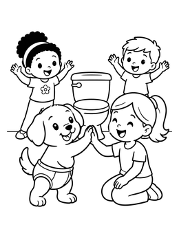 Free printable Puppy High Five Potty Celebration coloring page