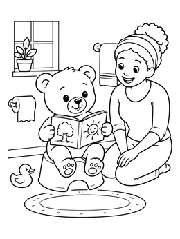 Free printable Teddy Bear On Training Potty coloring page