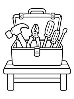 Free printable Open Toolbox On A Small Bench coloring page