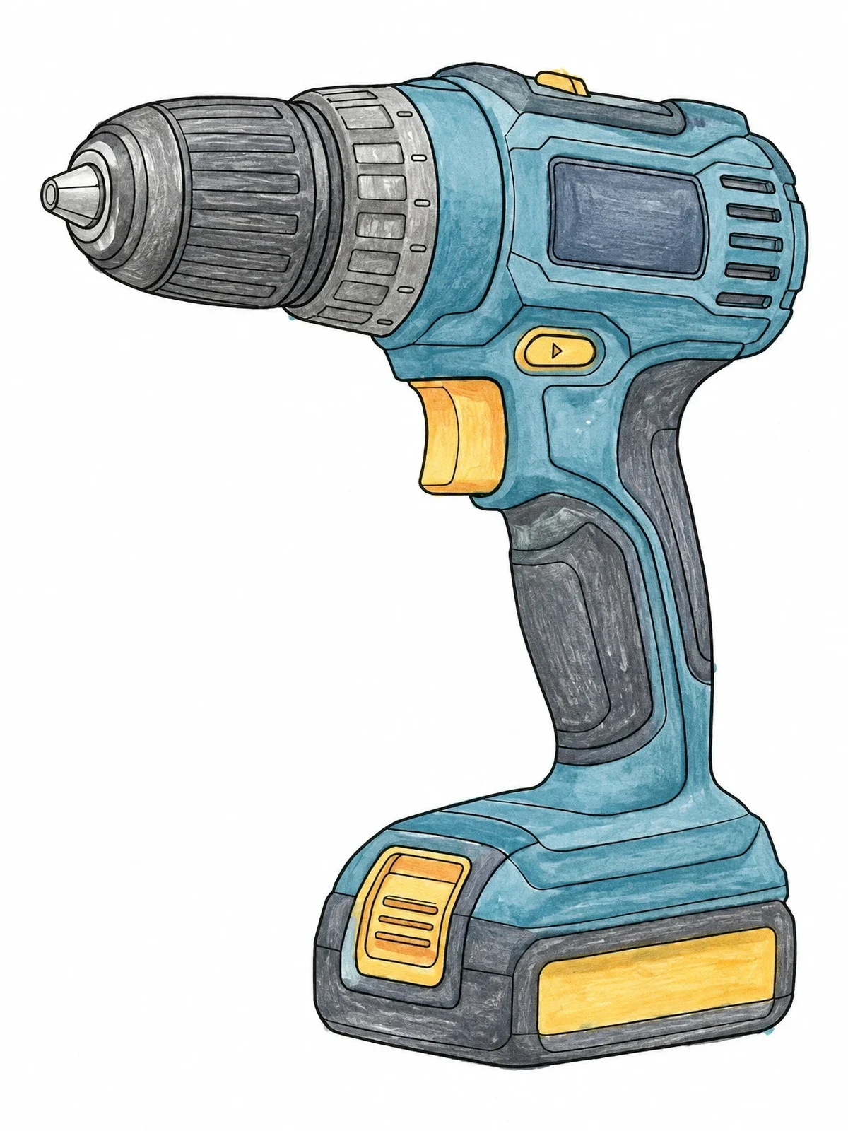 Colored example of the Realistic Cordless Power Drill coloring page