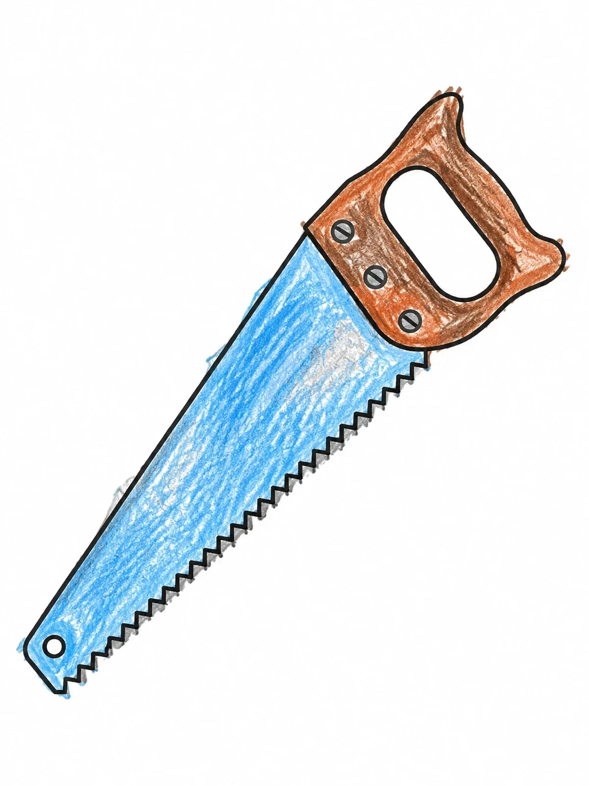 Colored example of the Simple Hand Saw coloring page