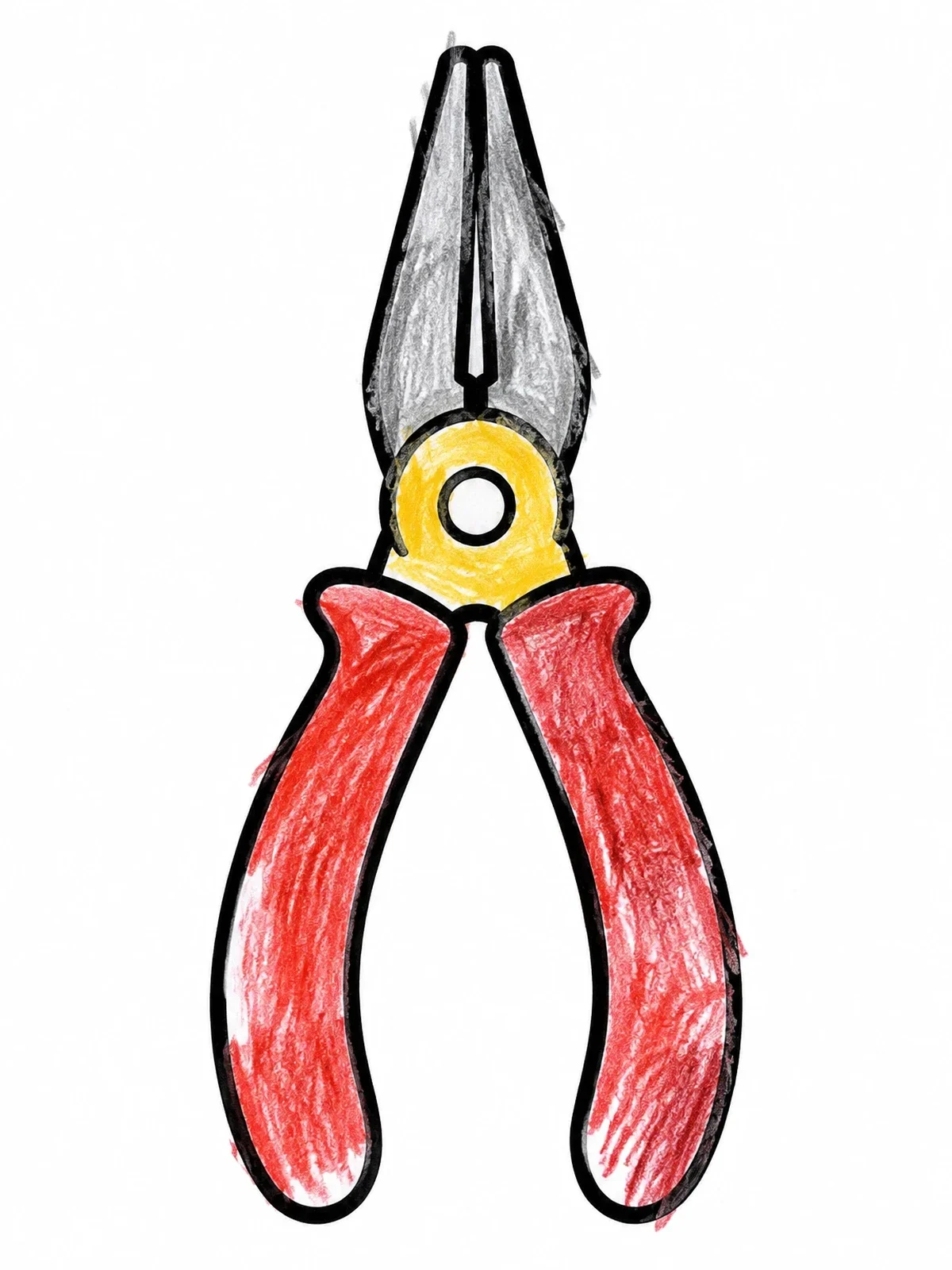 Colored example of the Simple Needle Nose Pliers coloring page