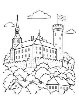 Free printable Toompea Castle And Pikk Hermann Tower coloring page
