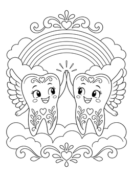 Cheerful Winged Teeth High Five coloring page