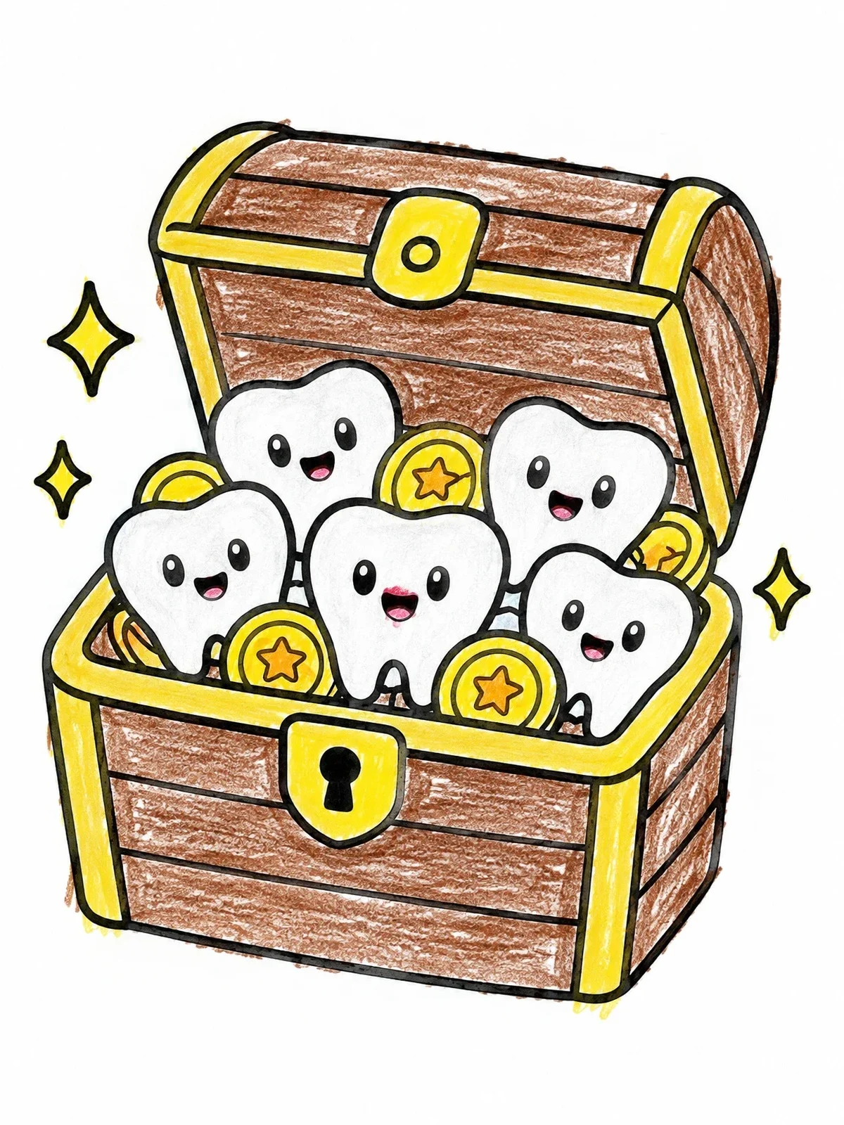 Colored example of the Treasure Chest With Smiling Teeth coloring page