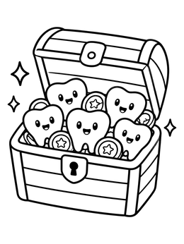 Free printable Treasure Chest With Smiling Teeth coloring page