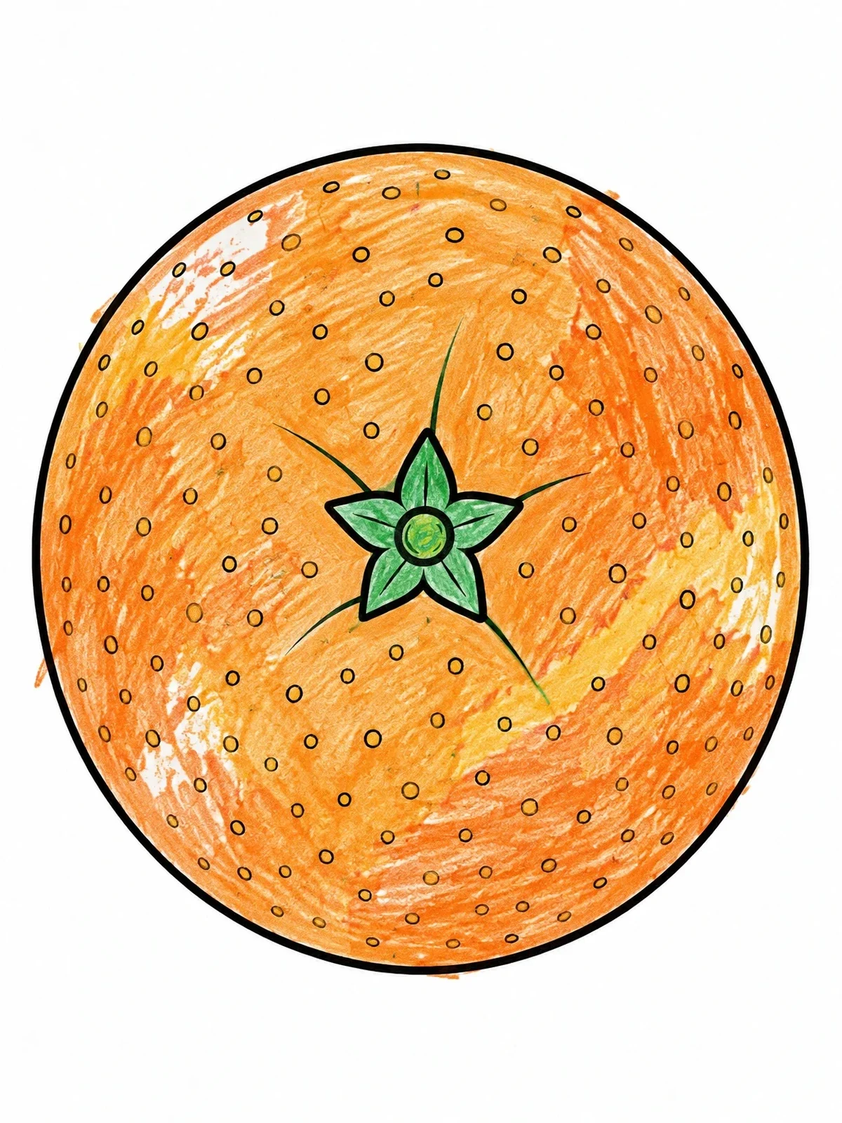 Colored example of the Top Down Orange With Stem Calyx coloring page