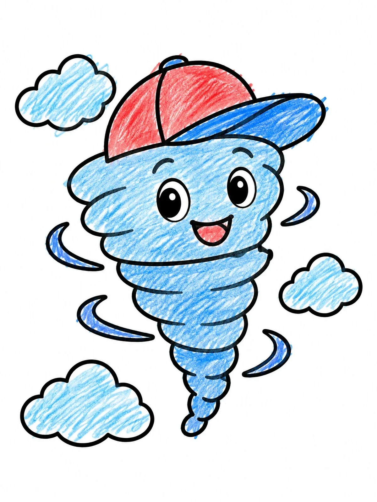 Colored example of the Cute Twister In A Baseball Cap coloring page