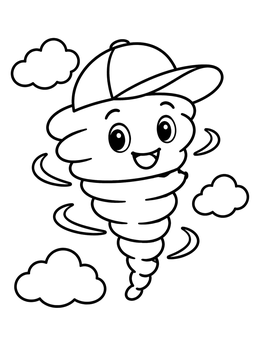 Free printable Cute Twister In A Baseball Cap coloring page